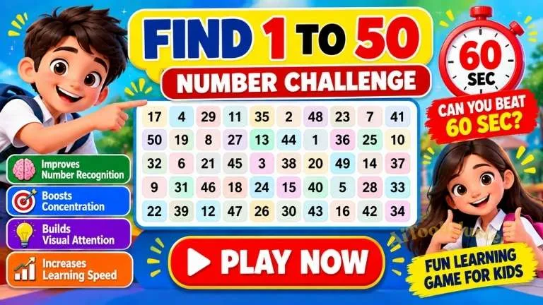 1 to 50 Number Game for Kids – Play Online & Test Your Speed