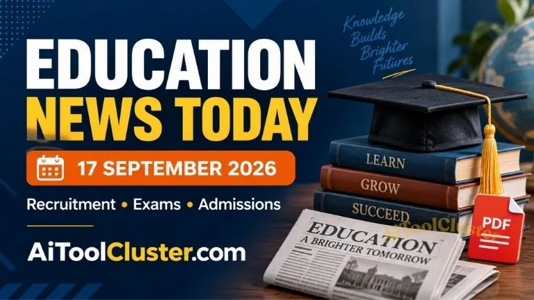 Education News Today, 17 September 2026: Recruitment, Exams & Admissions