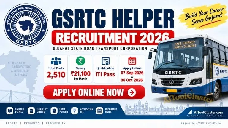 GSRTC Helper Recruitment 2026: 2510 Posts, Salary, Eligibility & Apply Online