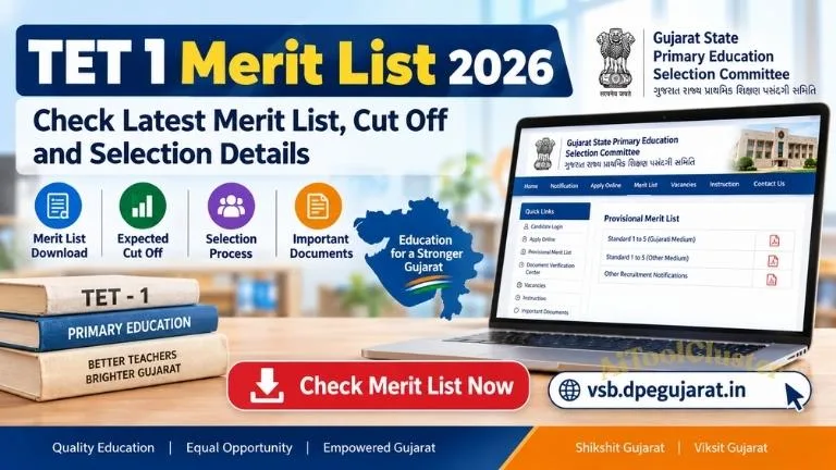 TET 1 Merit List 2026: Gujarat Cut Off & Selection List