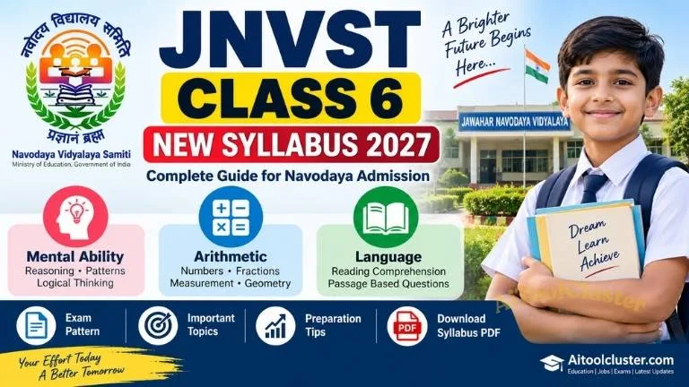 JNVST Class 6 New Syllabus 2027: Navodaya Class 6 Syllabus & Exam Pattern