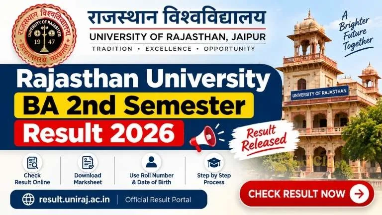 Rajasthan University BA 2nd Semester Result 2026 – Check Result Online