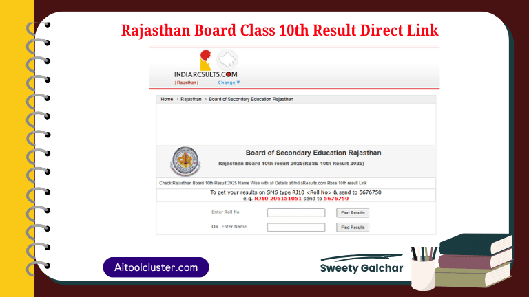 Rajasthan Board Class 10th Result Direct Link